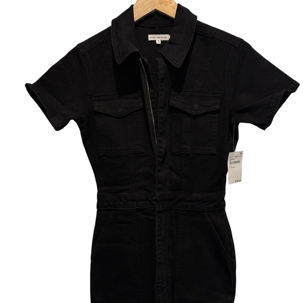 Good American Jumpsuit Fit For Success Bootcut Denim Black Small Comfy Gorpcore - Picture 7 of 14